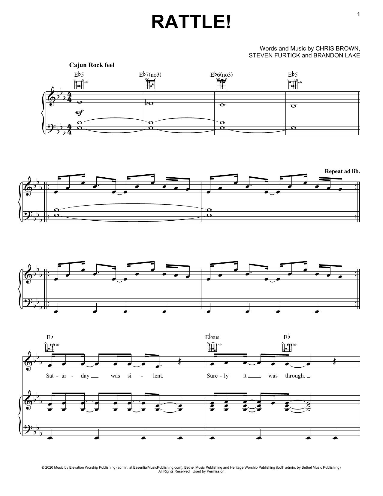 RATTLE! (Piano, Vocal & Guitar Chords (Right-Hand Melody)) von Elevation Worship
