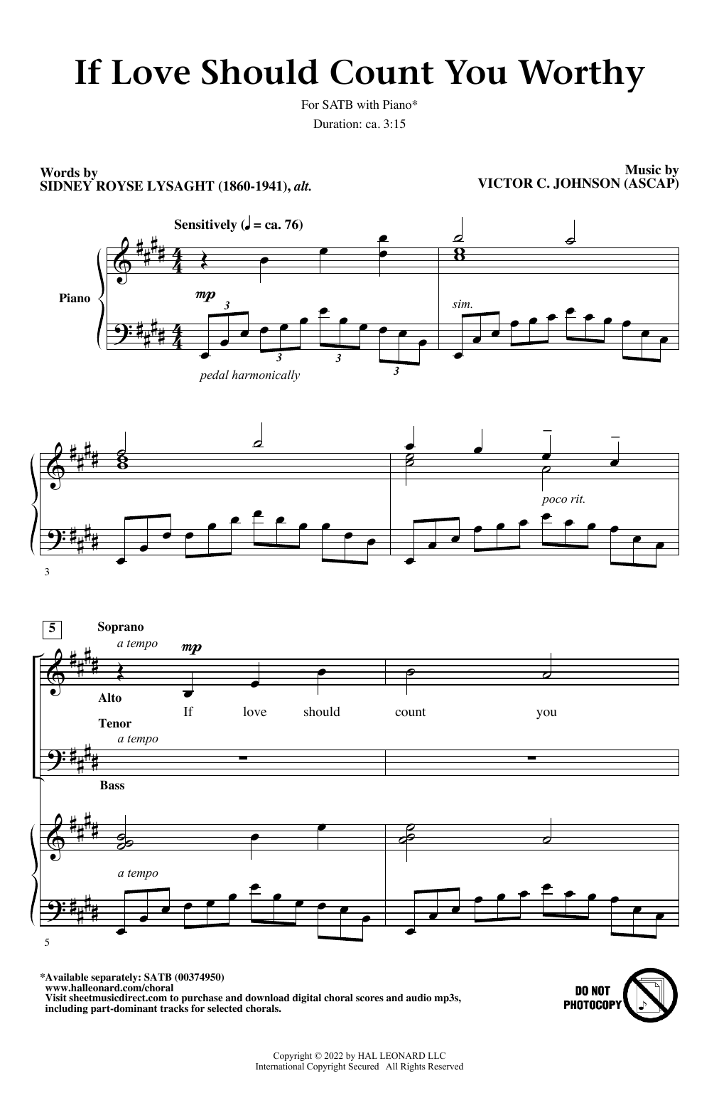 If Love Should Count You Worthy (SATB Choir) von Victor C. Johnson