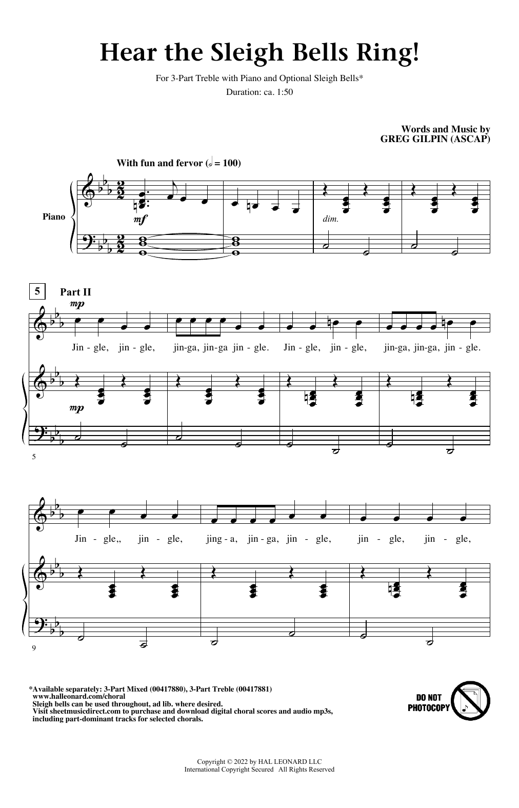 Hear the Sleigh Bells Ring! (3-Part Treble Choir) von Greg Gilpin