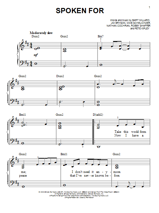 Spoken For (Easy Piano) von MercyMe