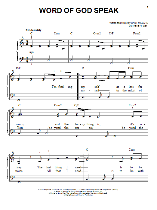 Word Of God Speak (Easy Piano) von MercyMe