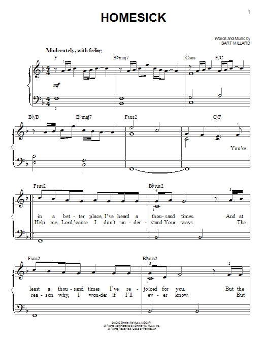 Homesick (Easy Piano) von MercyMe