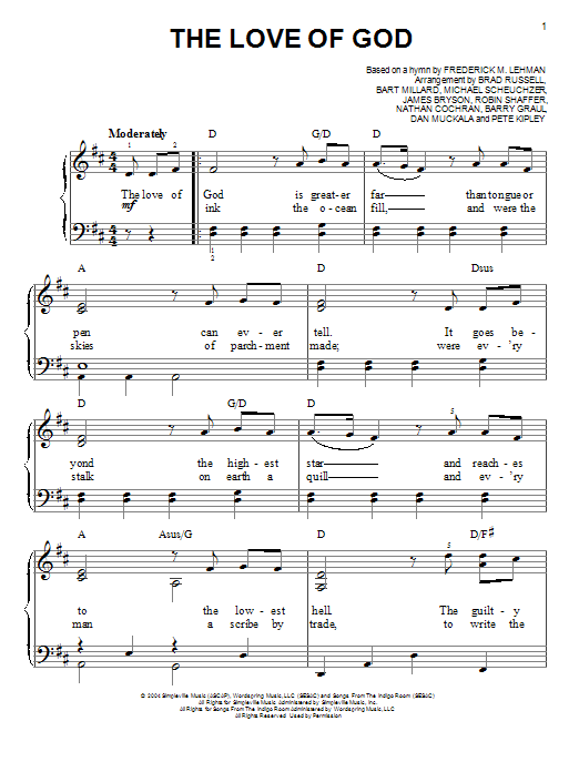 The Love Of God (Easy Piano) von MercyMe