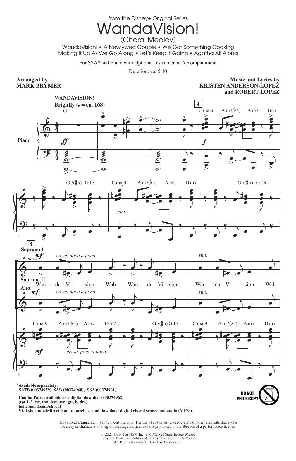 WandaVision! (Choral Medley) (arr. Mark Brymer) (SSA Choir) von Kristen Anderson-Lopez & Robert Lopez