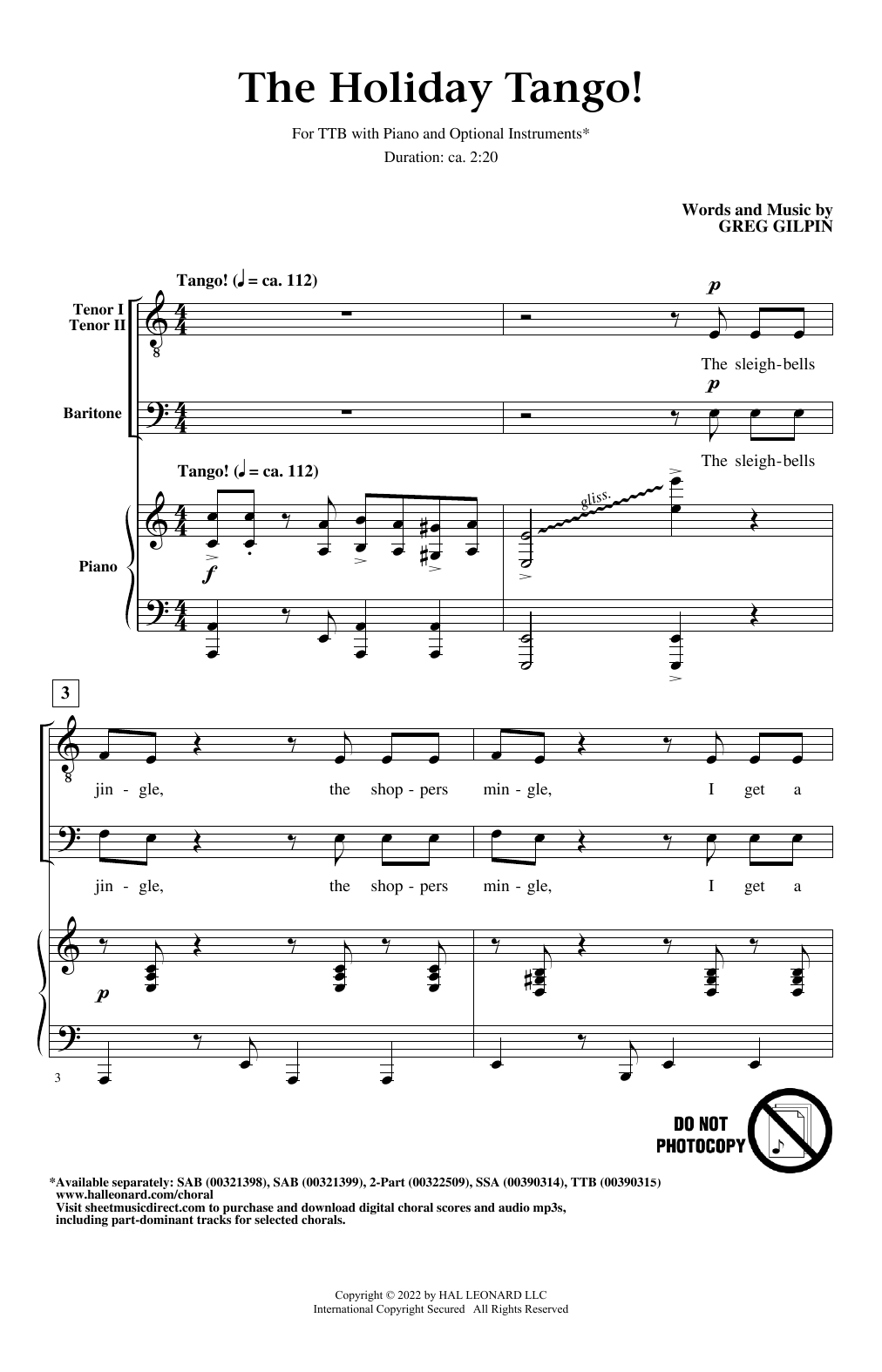 The Holiday Tango! (TTB Choir) von Greg Gilpin