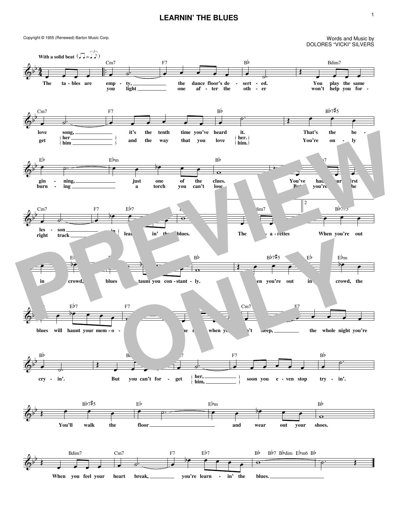 Learnin' The Blues (Lead Sheet / Fake Book) von Rosemary Clooney