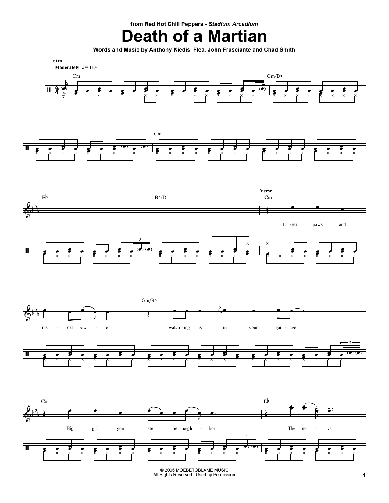 Death Of A Martian (Drums Transcription) von Red Hot Chili Peppers
