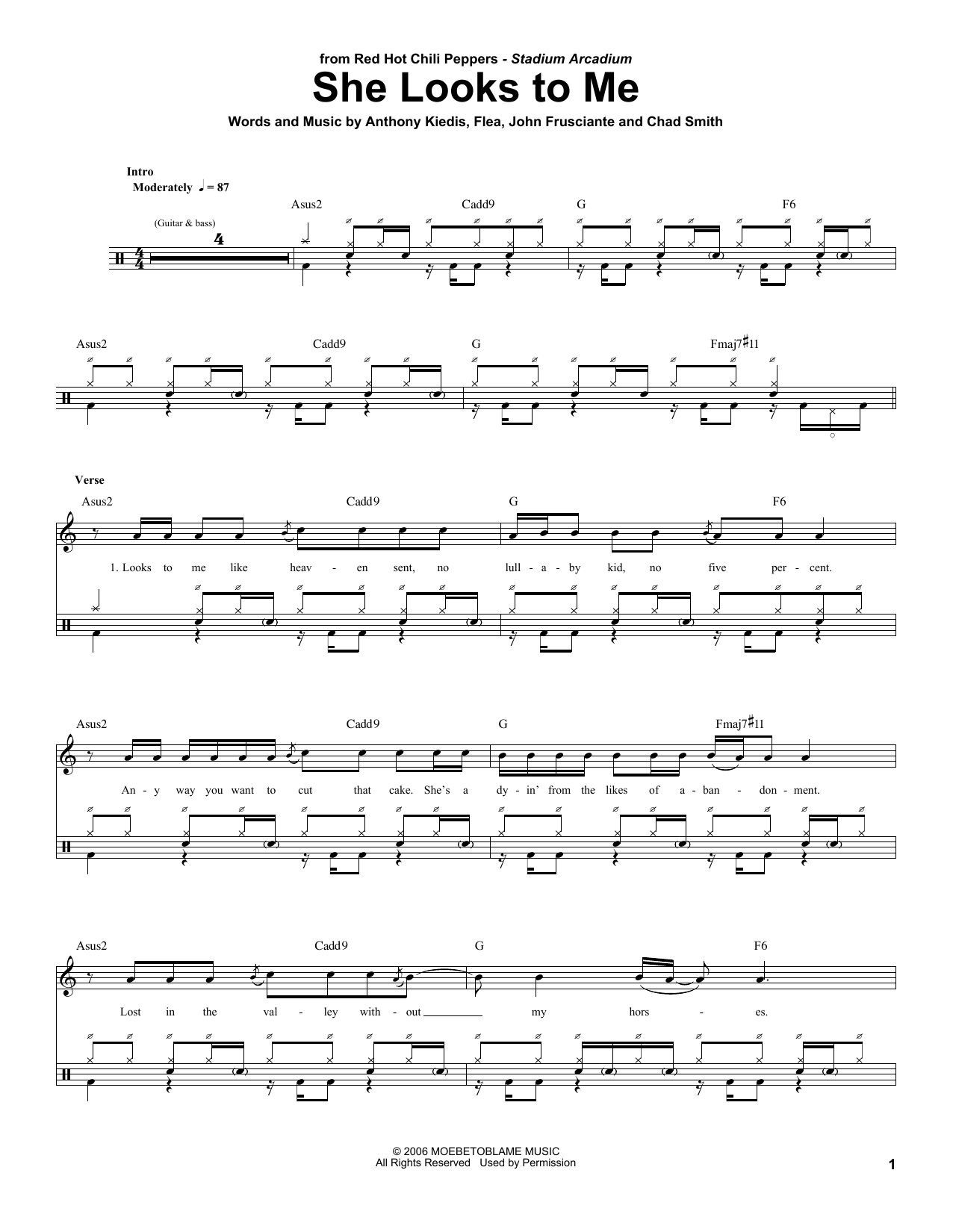 She Looks To Me (Drums Transcription) von Red Hot Chili Peppers