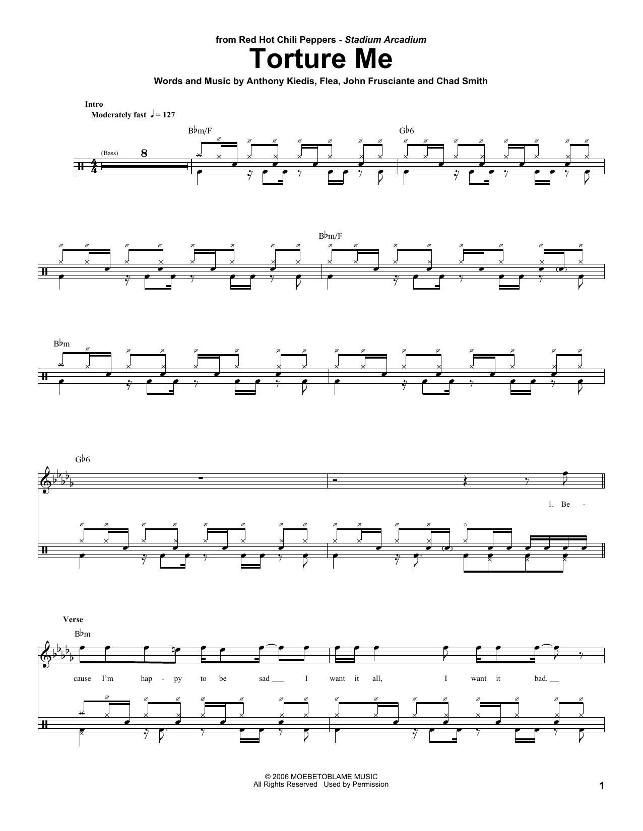 Torture Me (Drums Transcription) von Red Hot Chili Peppers
