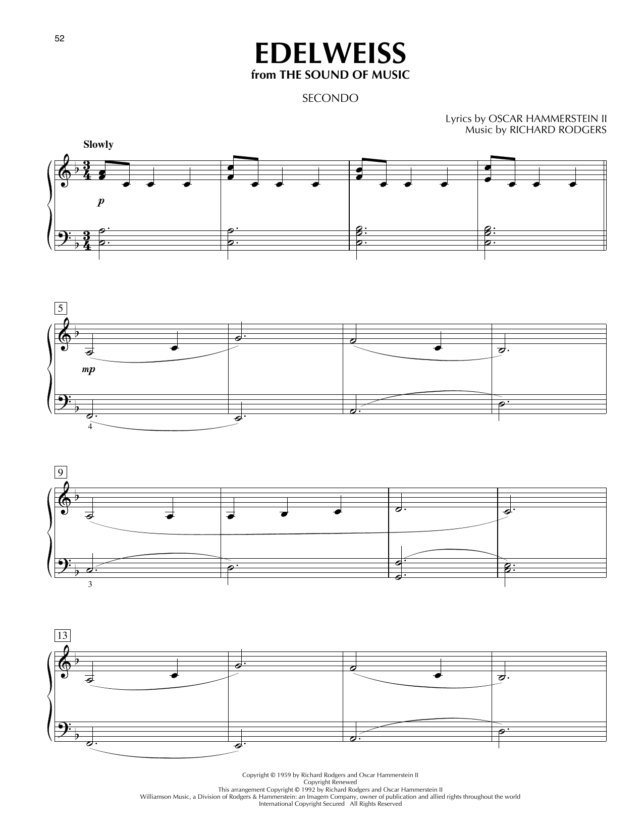 Edelweiss (from The Sound Of Music) (Piano Duet) von Rodgers & Hammerstein