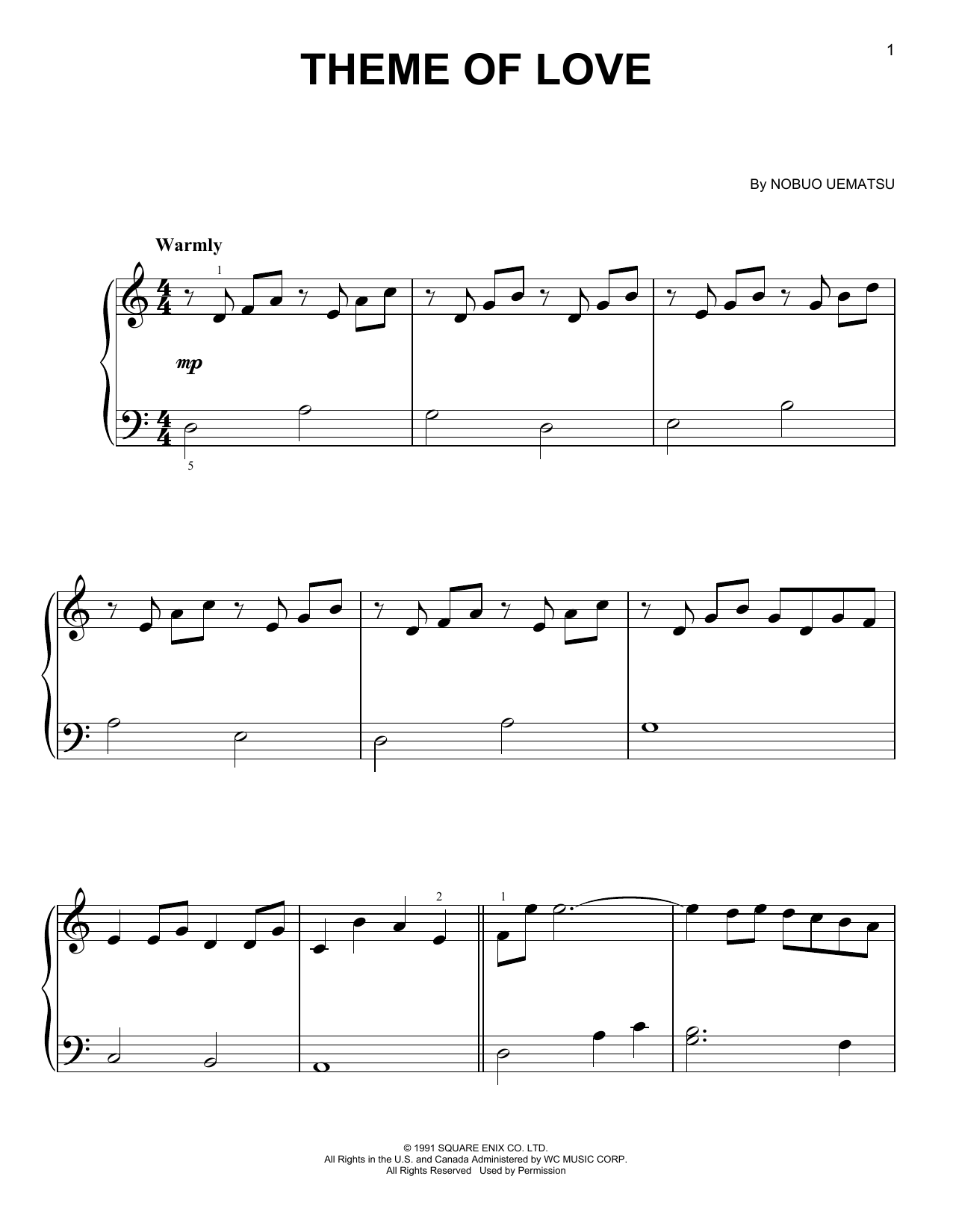 Theme Of Love (from Final Fantasy IV) (Easy Piano) von Nobuo Uematsu