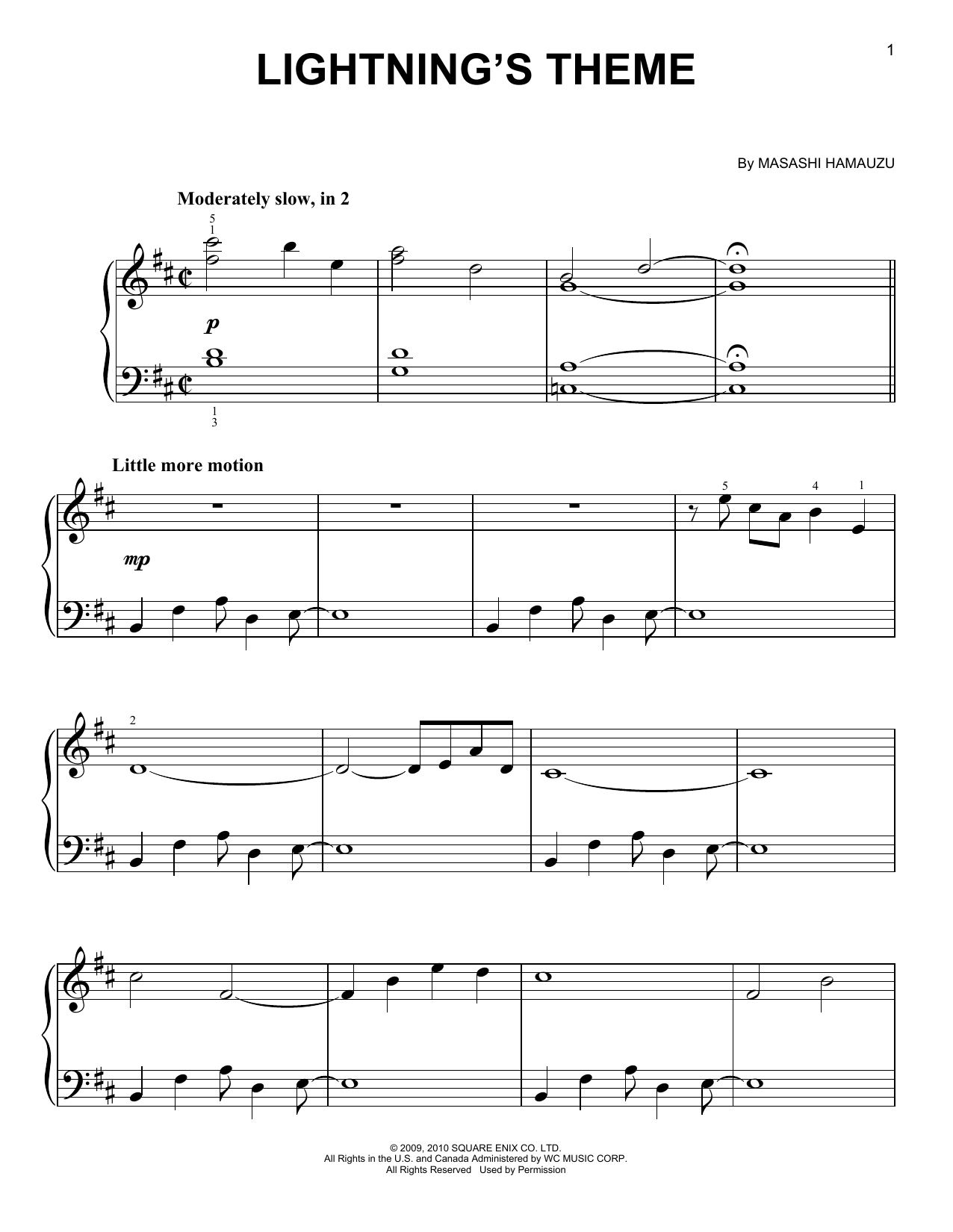Lightning's Theme (from Final Fantasy XIII) (Easy Piano) von Masashi Hamauzu