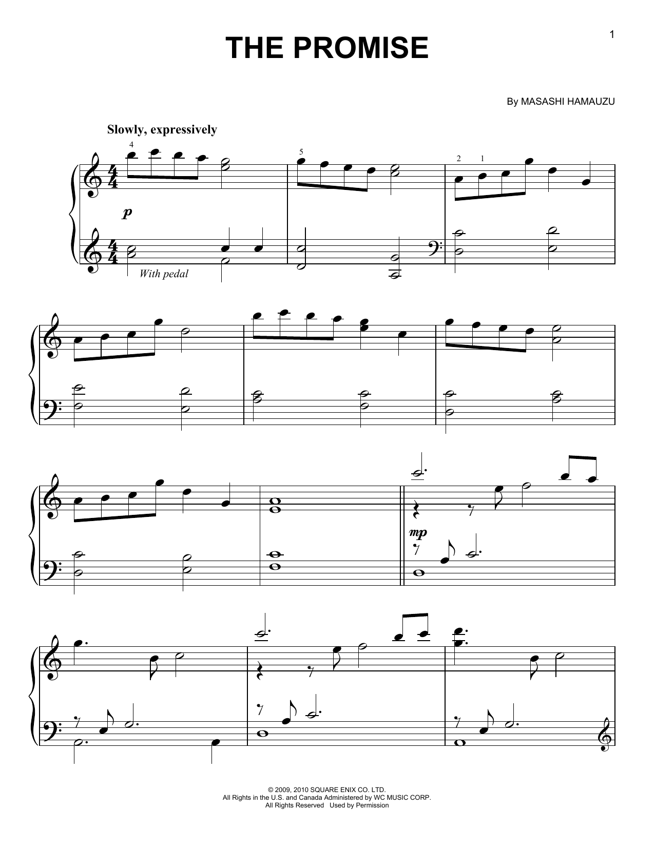 The Promise (from Final Fantasy XIII) (Easy Piano) von Masashi Hamauzu