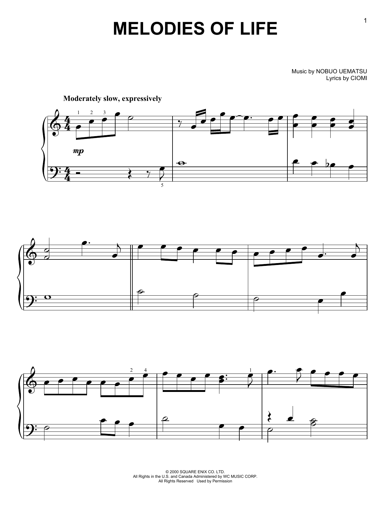 Melodies Of Life (from Final Fantasy IX) (Easy Piano) von Nobuo Uematsu