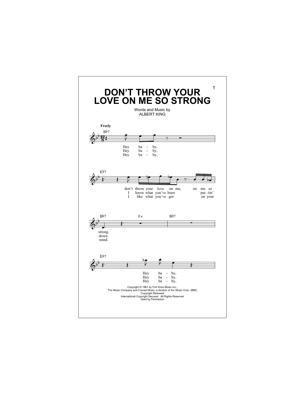 Don't Throw Your Love On Me So Strong (Lead Sheet / Fake Book) von Albert King