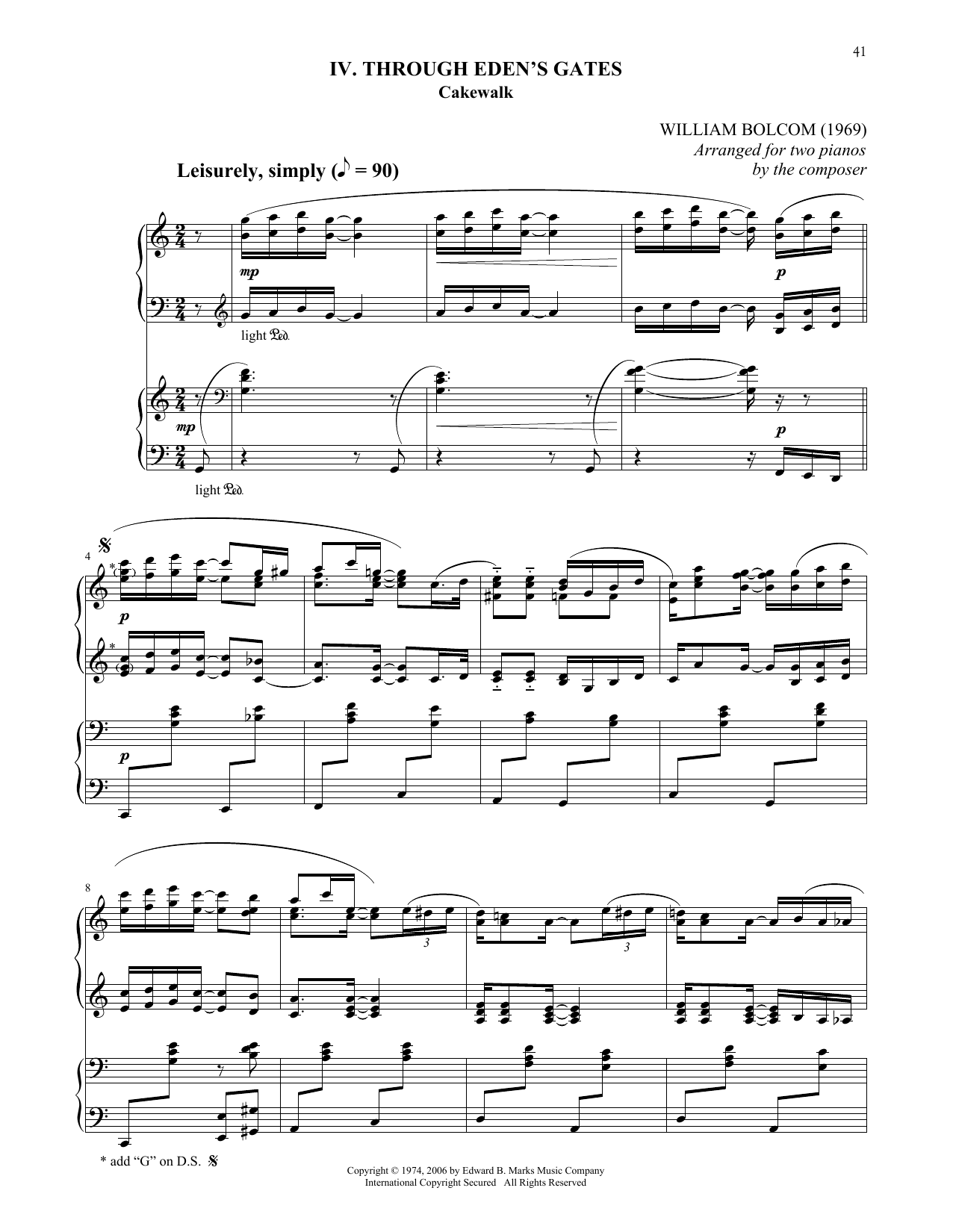 Through Eden's Gates (Piano Duet) von William Bolcom