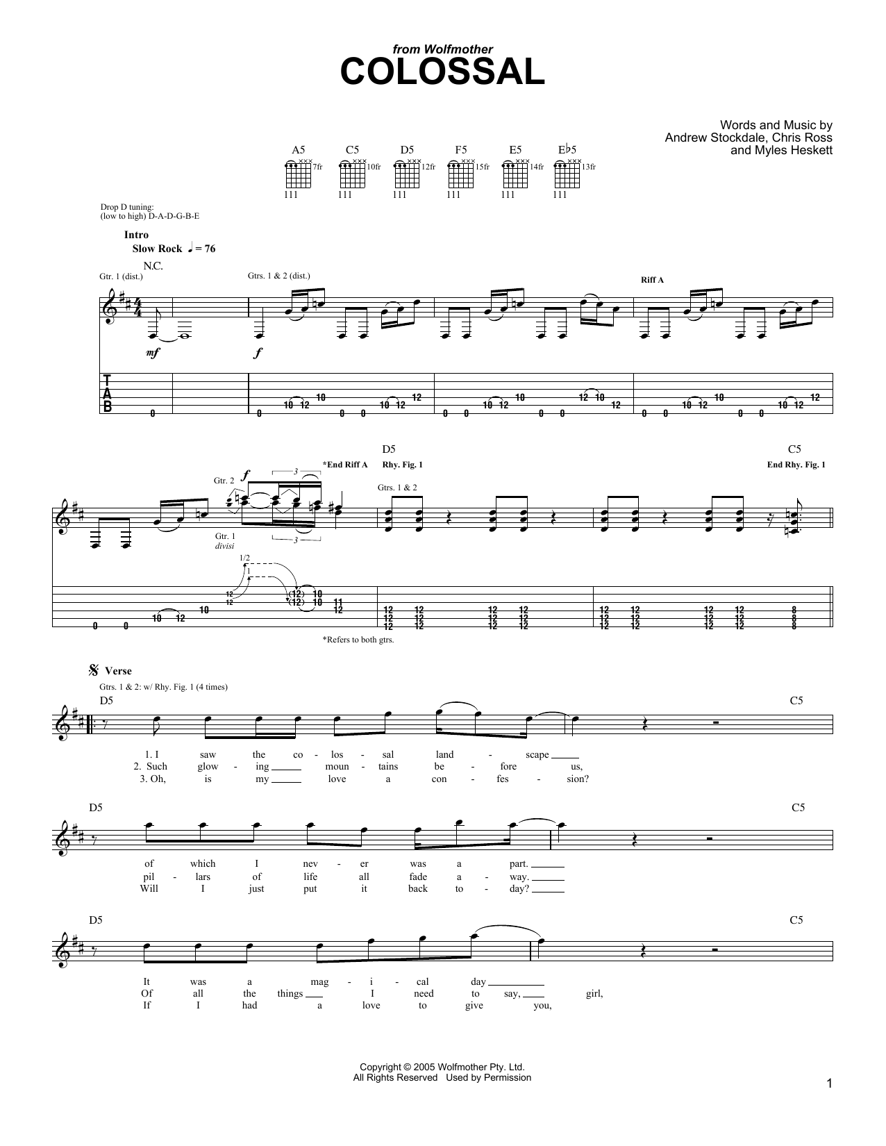 Colossal (Guitar Tab) von Wolfmother
