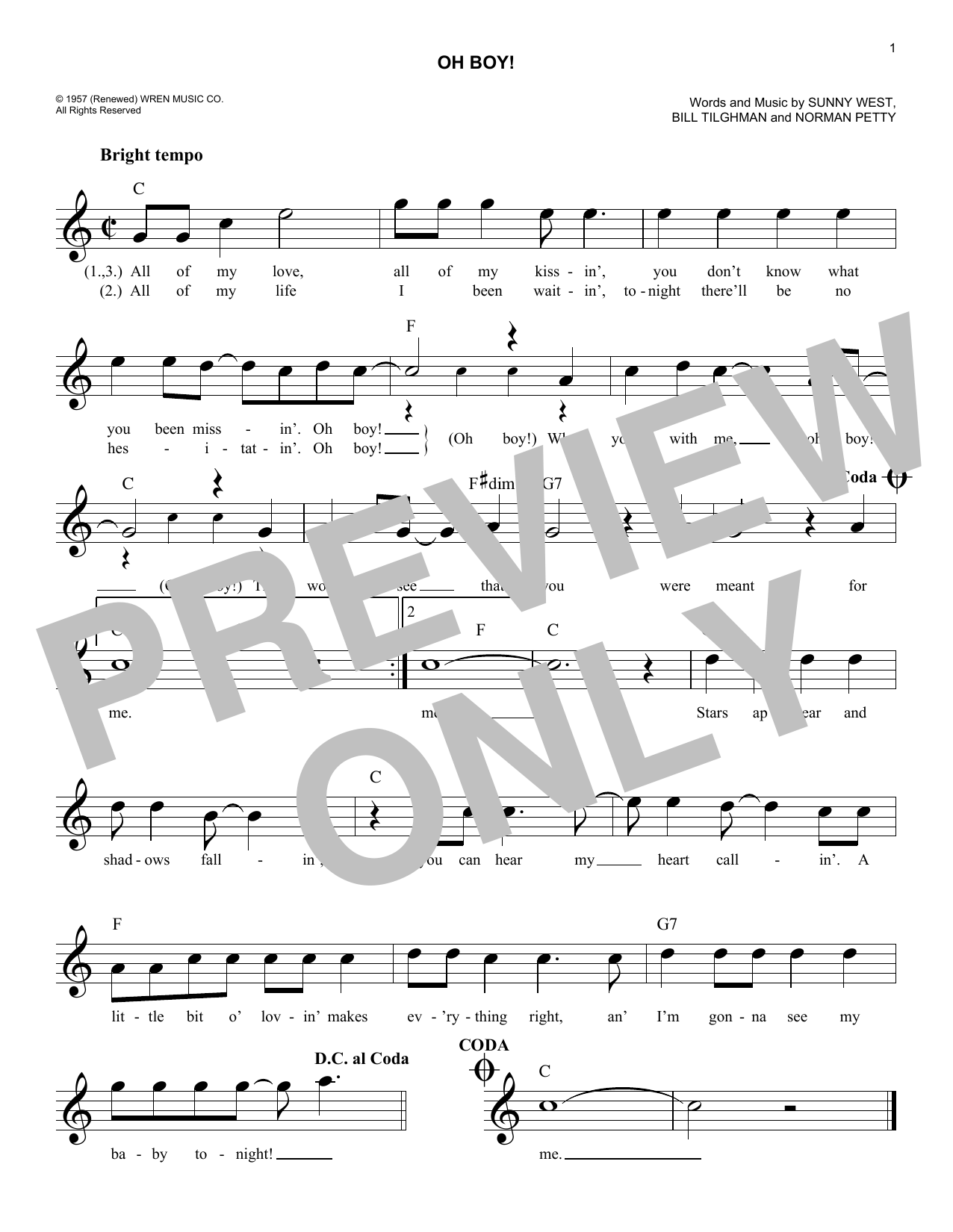 Oh Boy! (Lead Sheet / Fake Book) von The Crickets