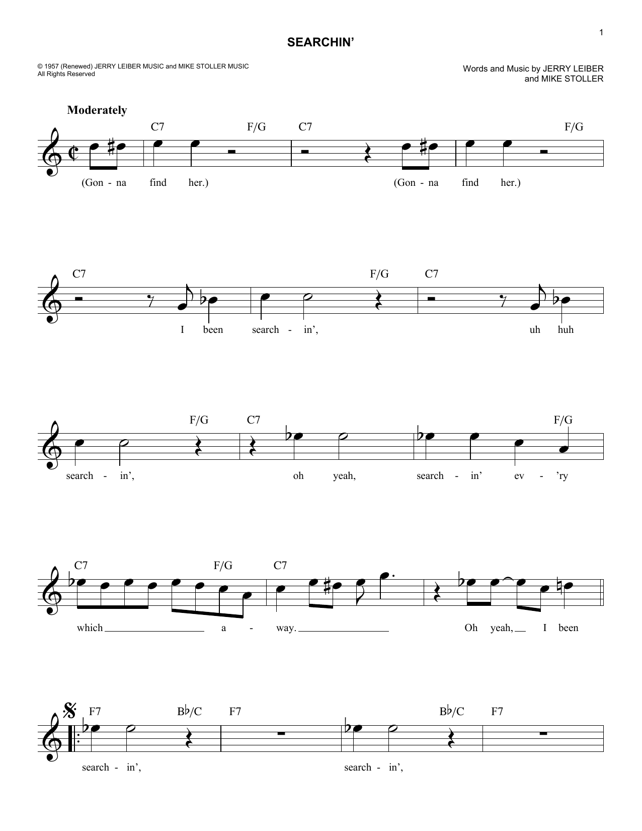 Searchin' (Lead Sheet / Fake Book) von The Coasters