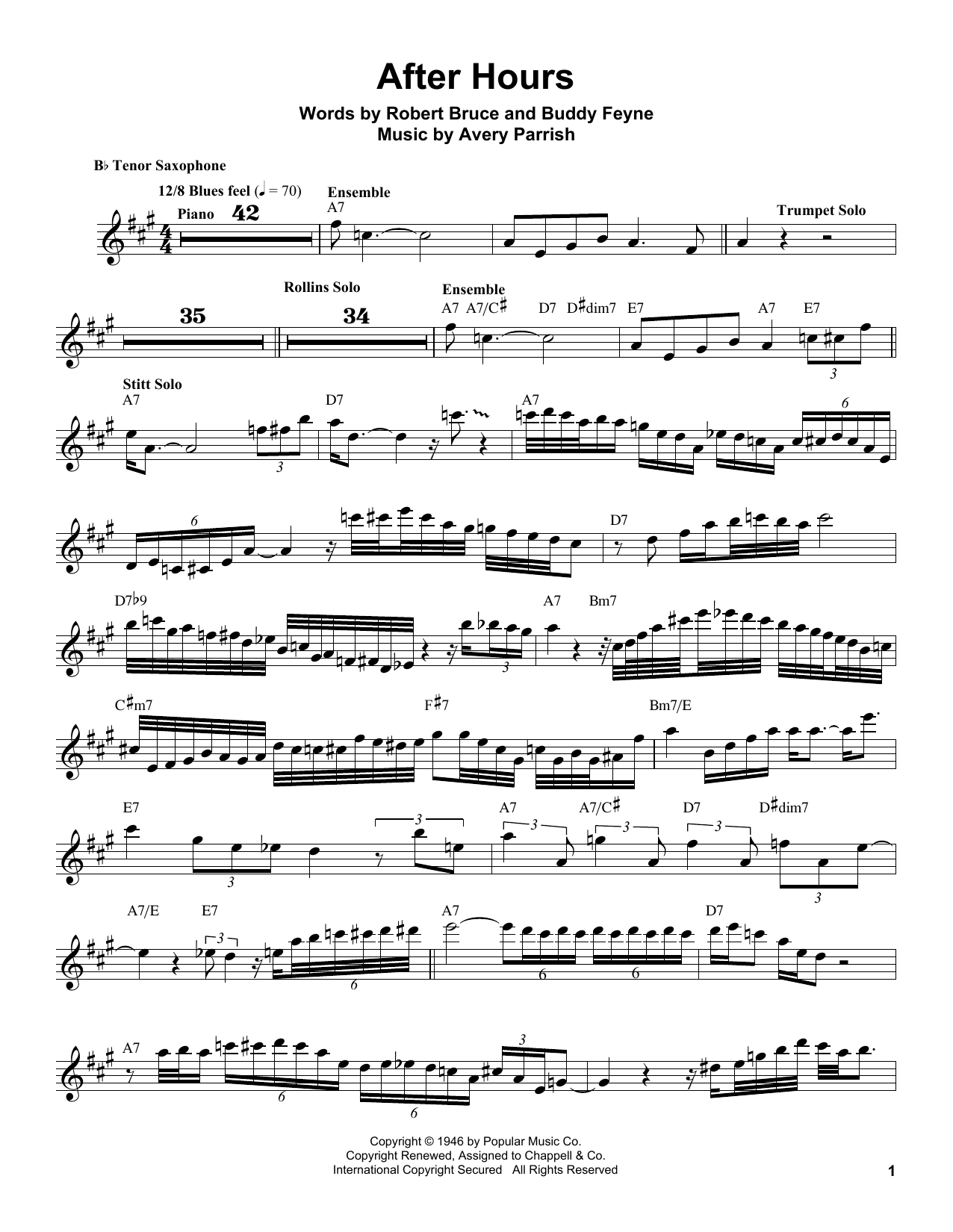 After Hours (Tenor Sax Transcription) von Sonny Stitt