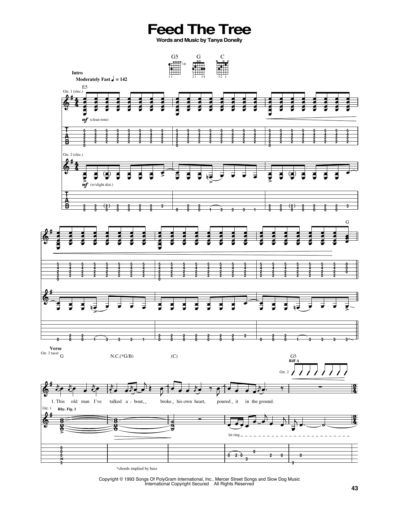 Feed The Tree (Guitar Tab) von Belly