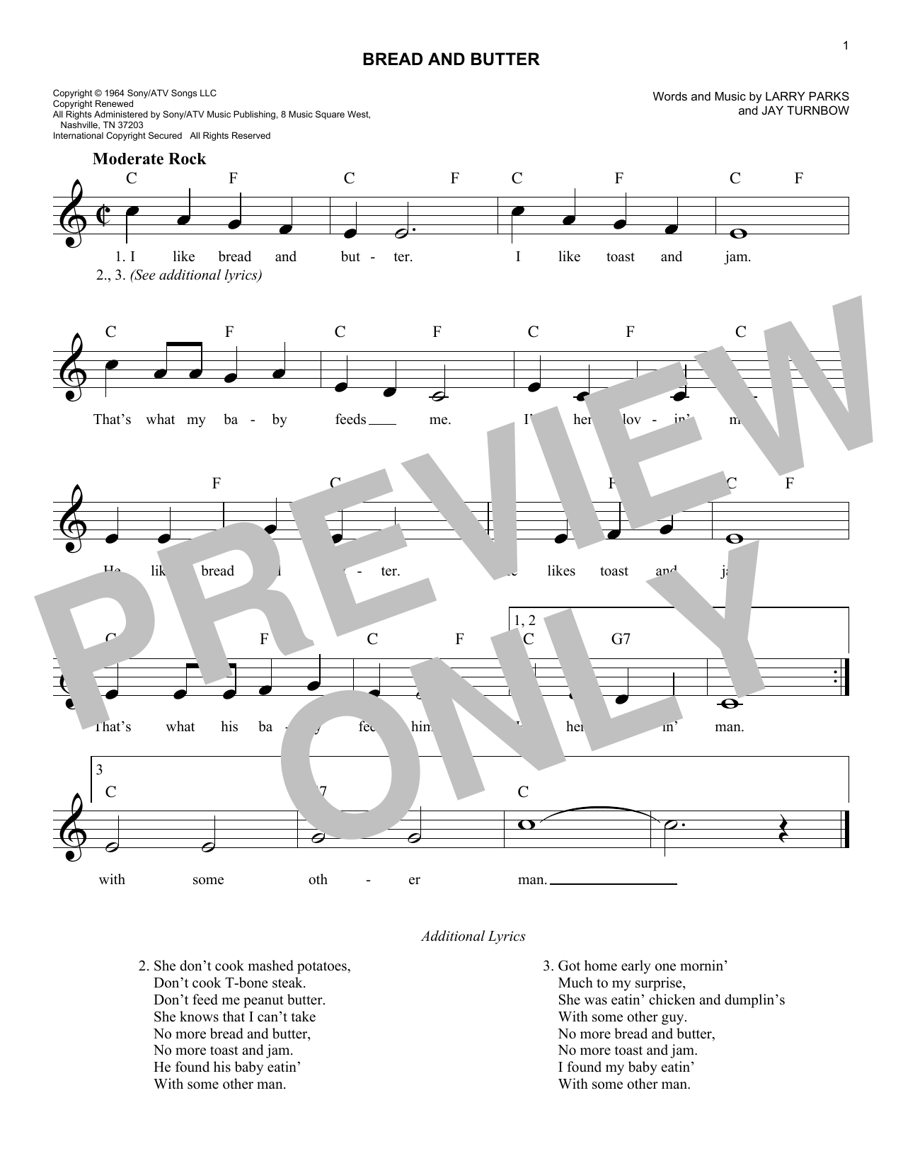 Bread And Butter (Lead Sheet / Fake Book) von Newbeats