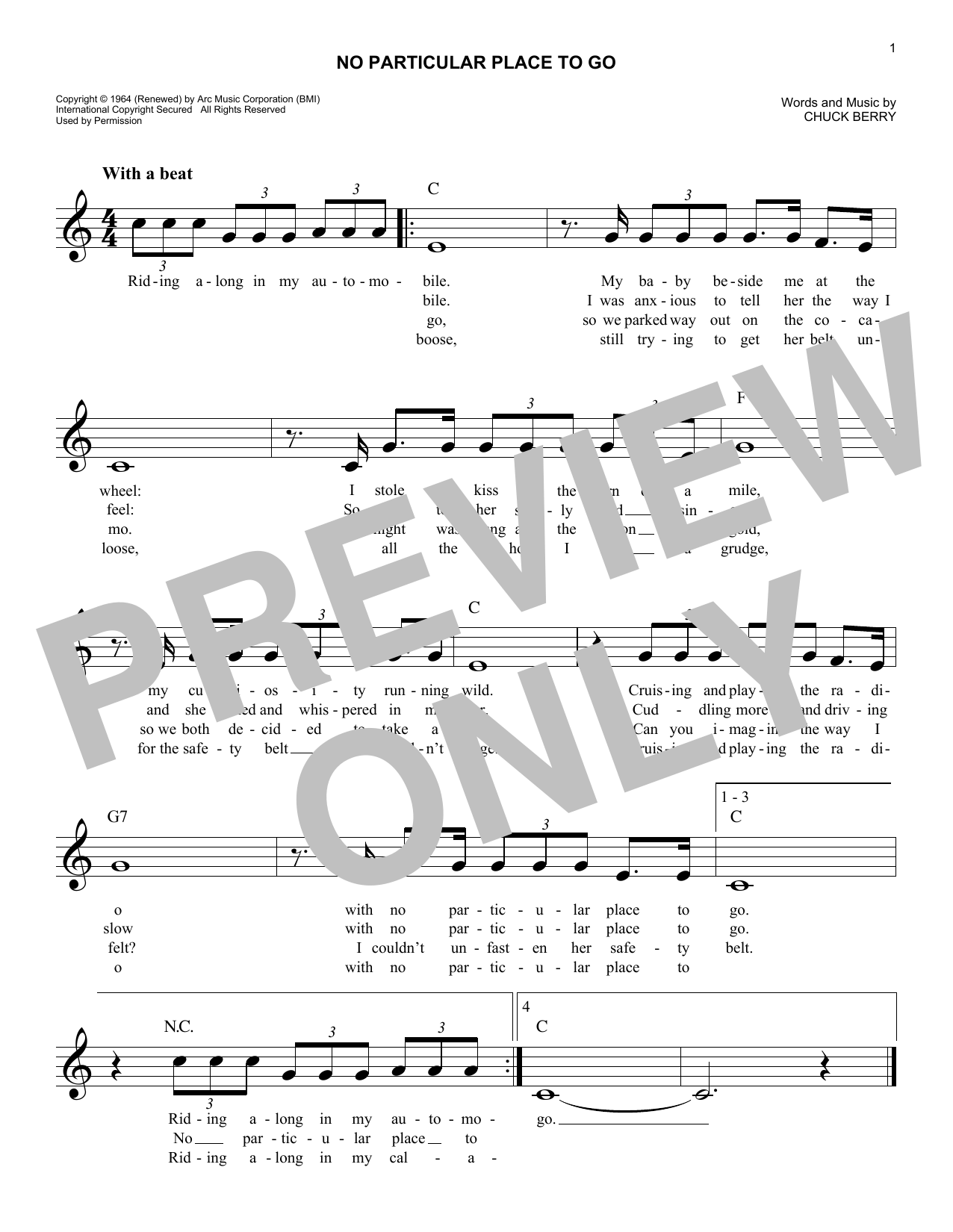 No Particular Place To Go (Lead Sheet / Fake Book) von Chuck Berry