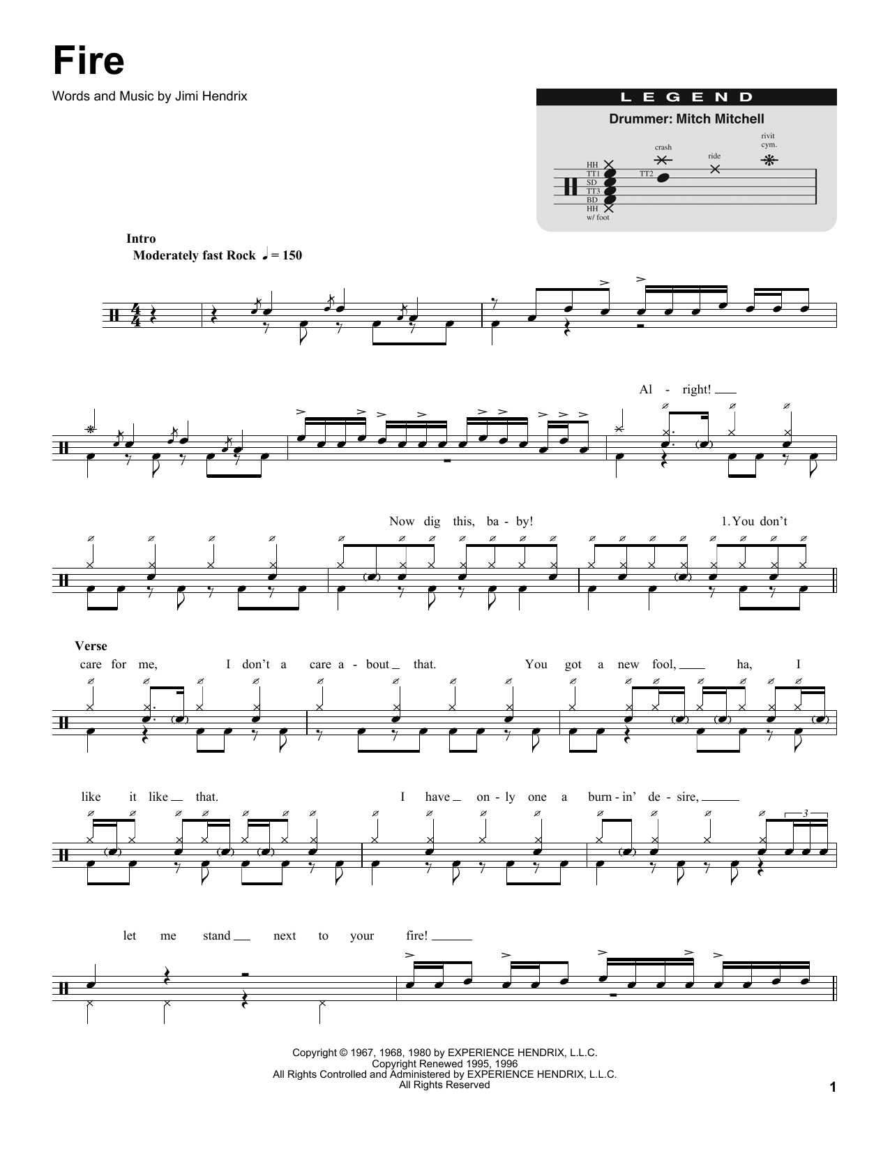 Fire (Drums Transcription) von Jimi Hendrix