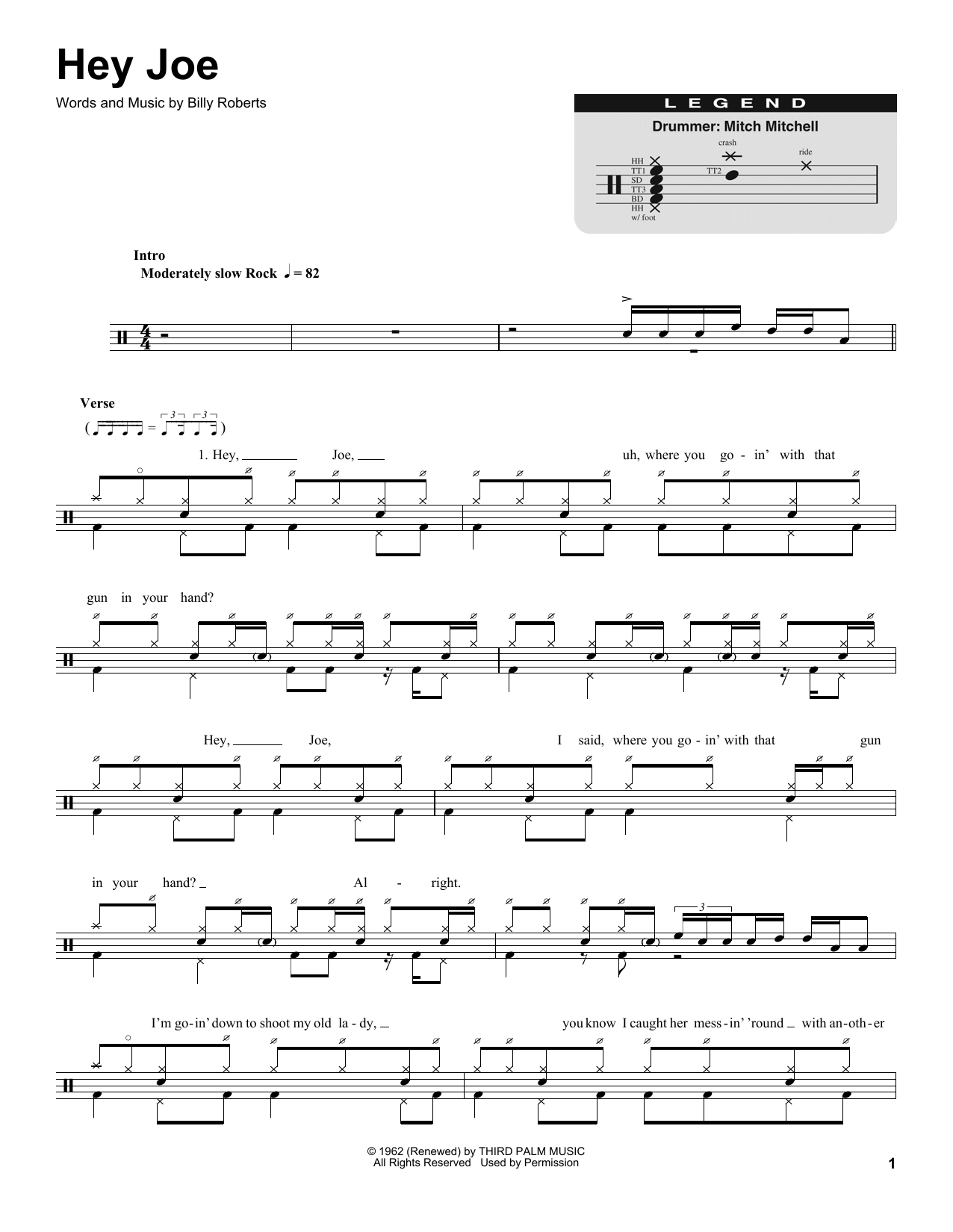 Hey Joe (Drums Transcription) von Jimi Hendrix