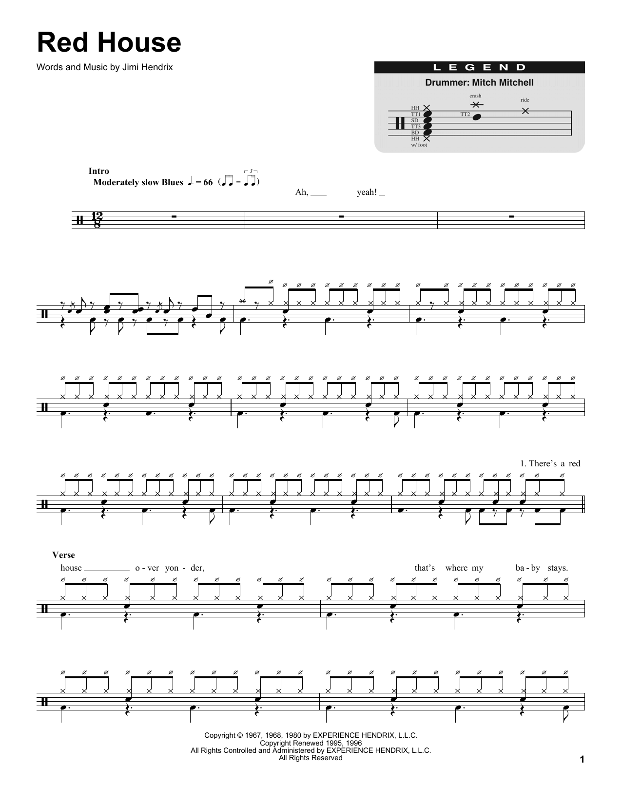 Red House (Drums Transcription) von Jimi Hendrix