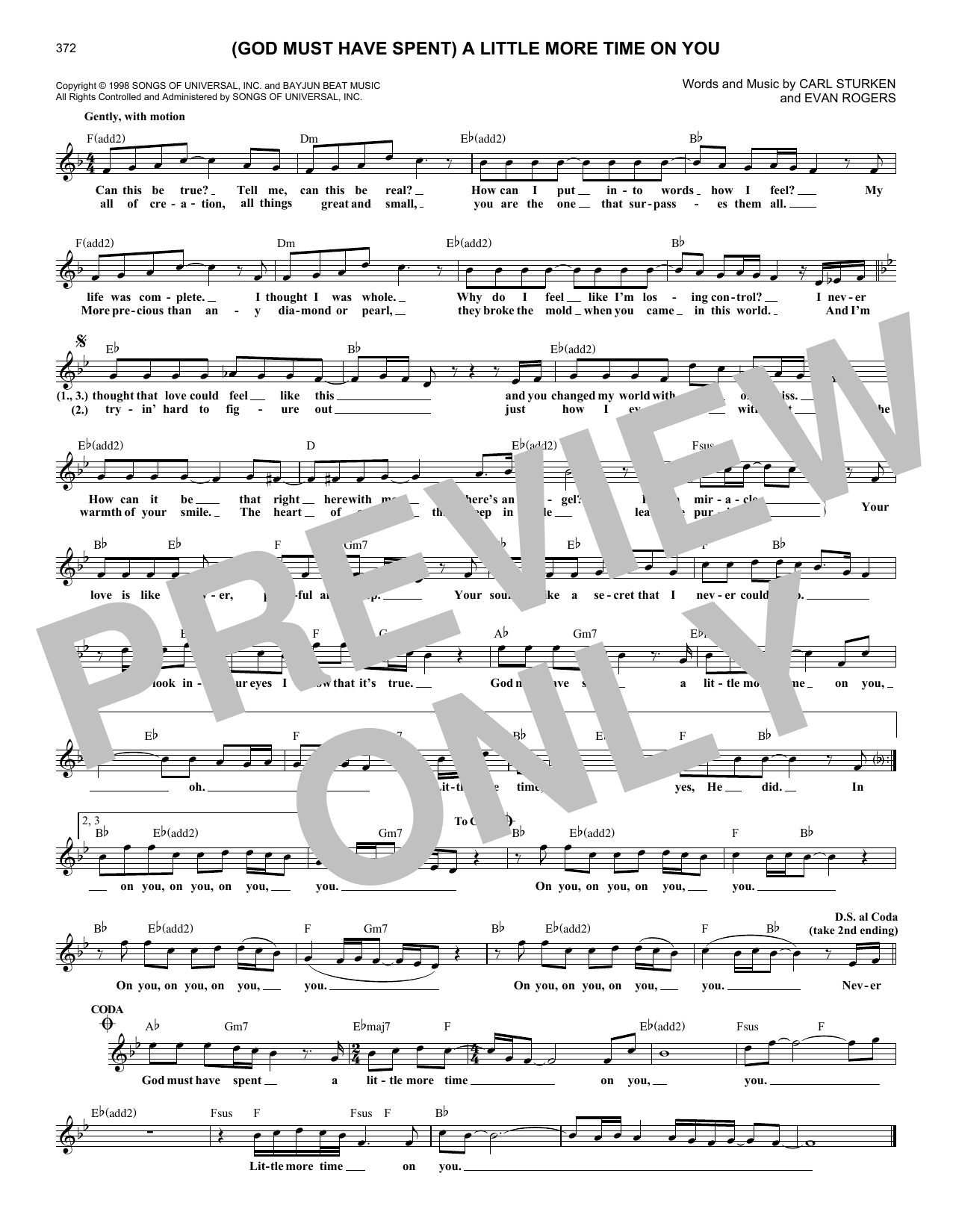 (God Must Have Spent) A Little More Time On You (Lead Sheet / Fake Book) von Alabama featuring 'N Sync