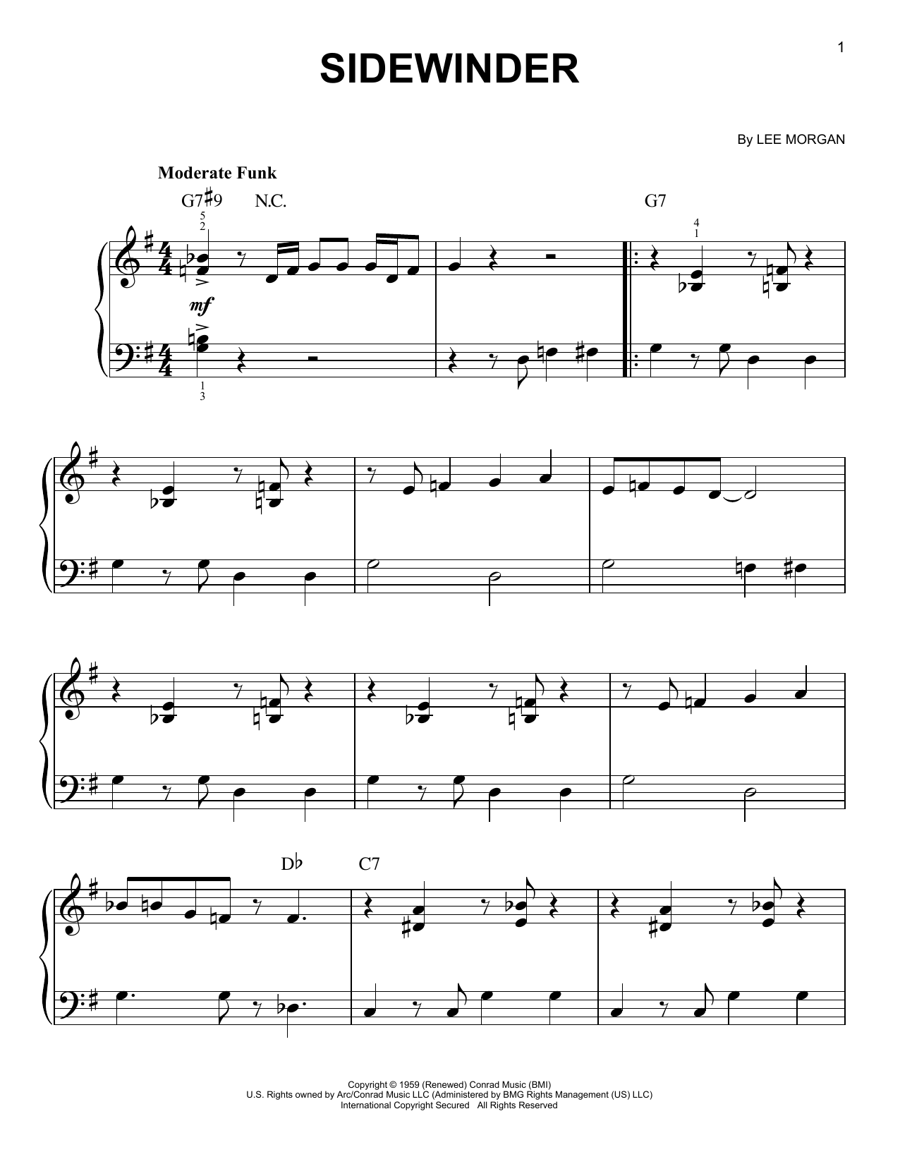 Sidewinder (Very Easy Piano) von Lee Morgan