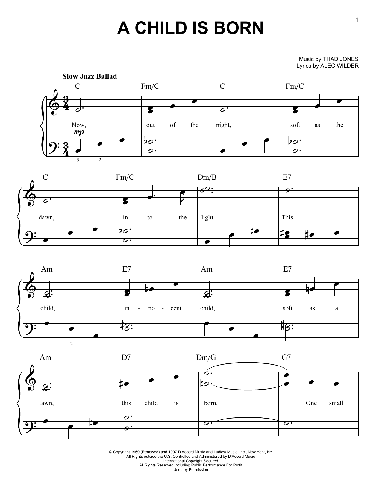 A Child Is Born (Very Easy Piano) von Thad Jones