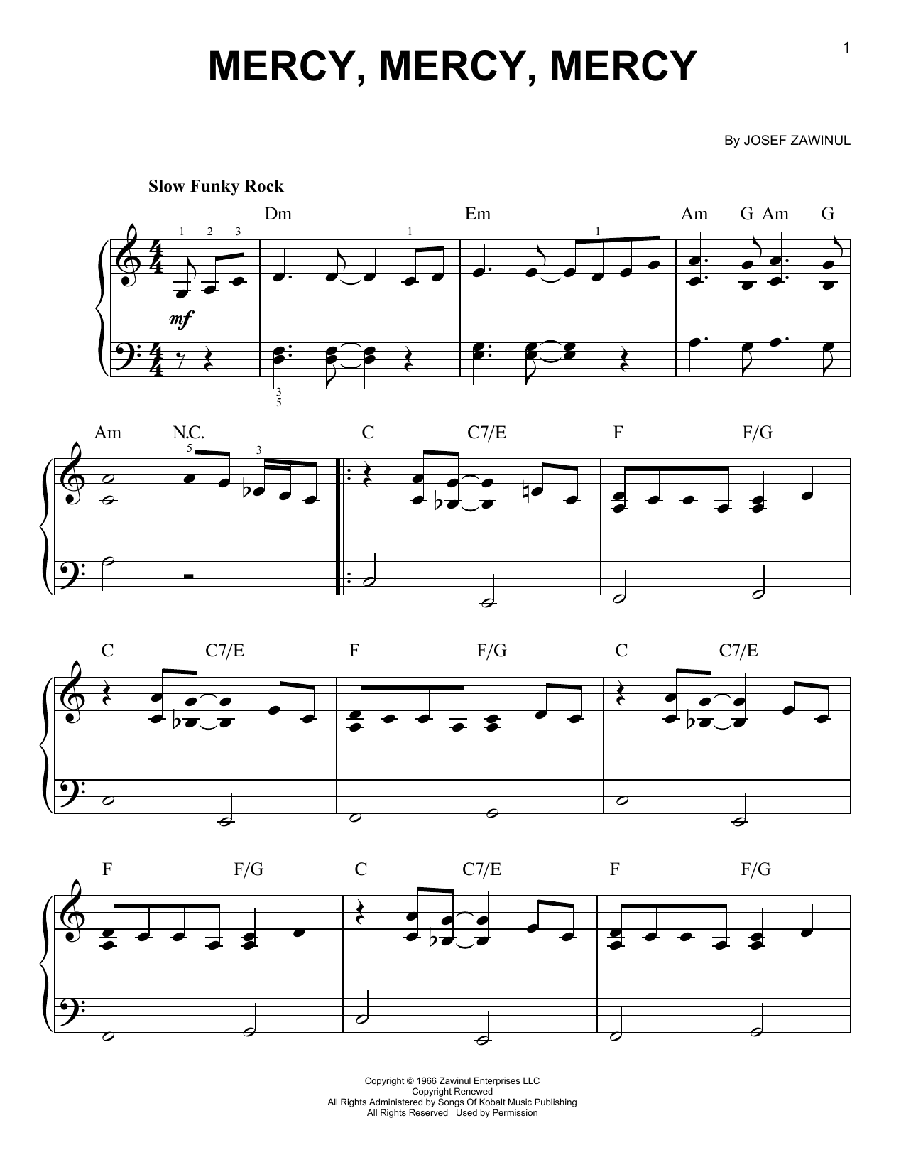Mercy, Mercy, Mercy (Very Easy Piano) von The Buckinghams
