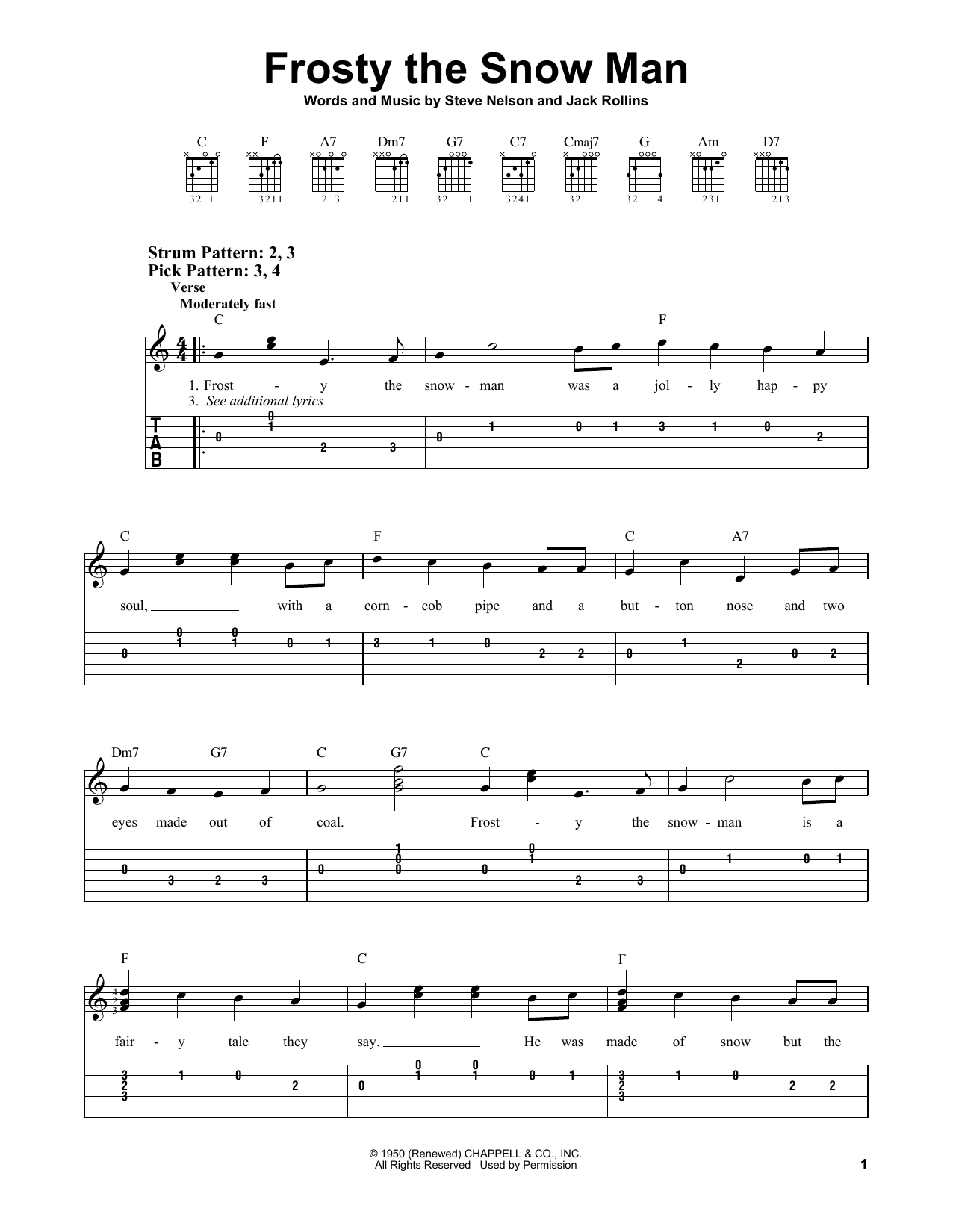 Frosty The Snow Man (Easy Guitar Tab) von Gene Autry