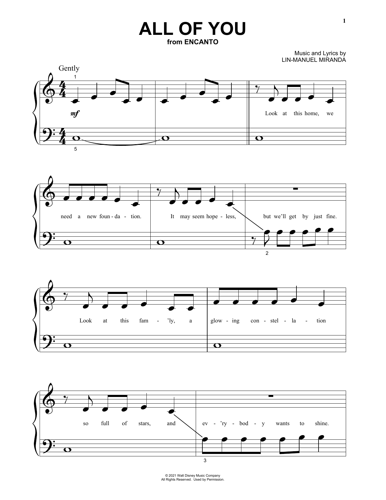 All Of You (from Encanto) (Big Note Piano) von Lin-Manuel Miranda