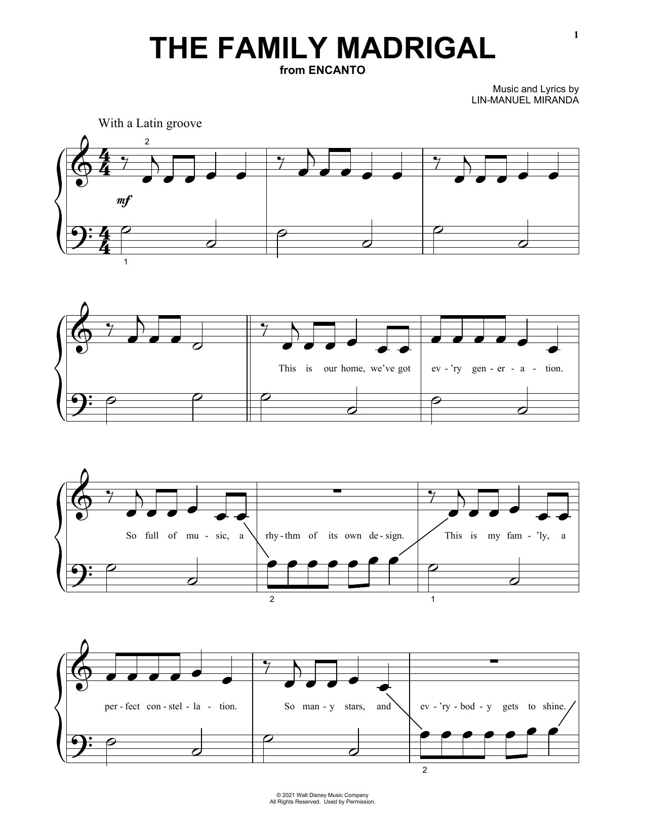 The Family Madrigal (from Encanto) (Big Note Piano) von Lin-Manuel Miranda