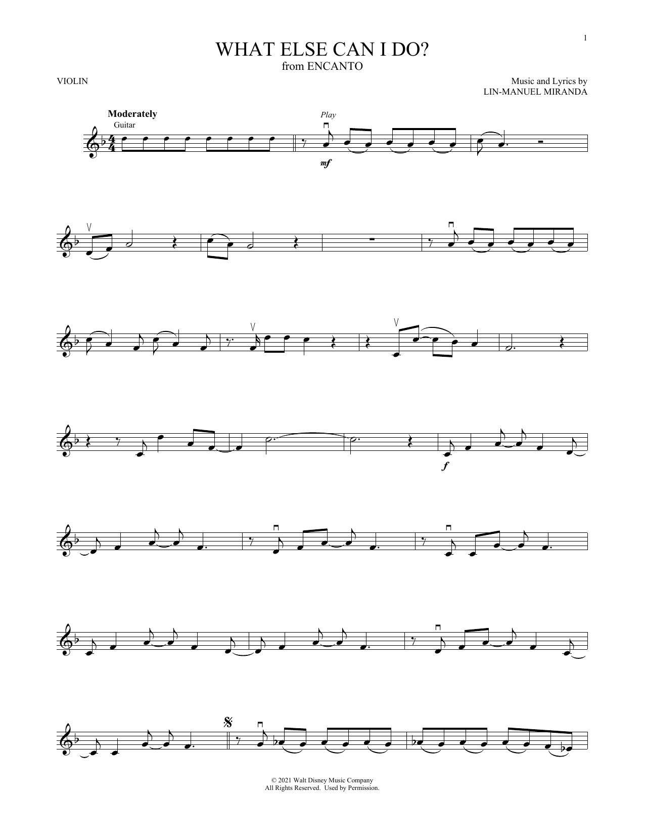 What Else Can I Do? (from Encanto) (Violin Solo) von Lin-Manuel Miranda
