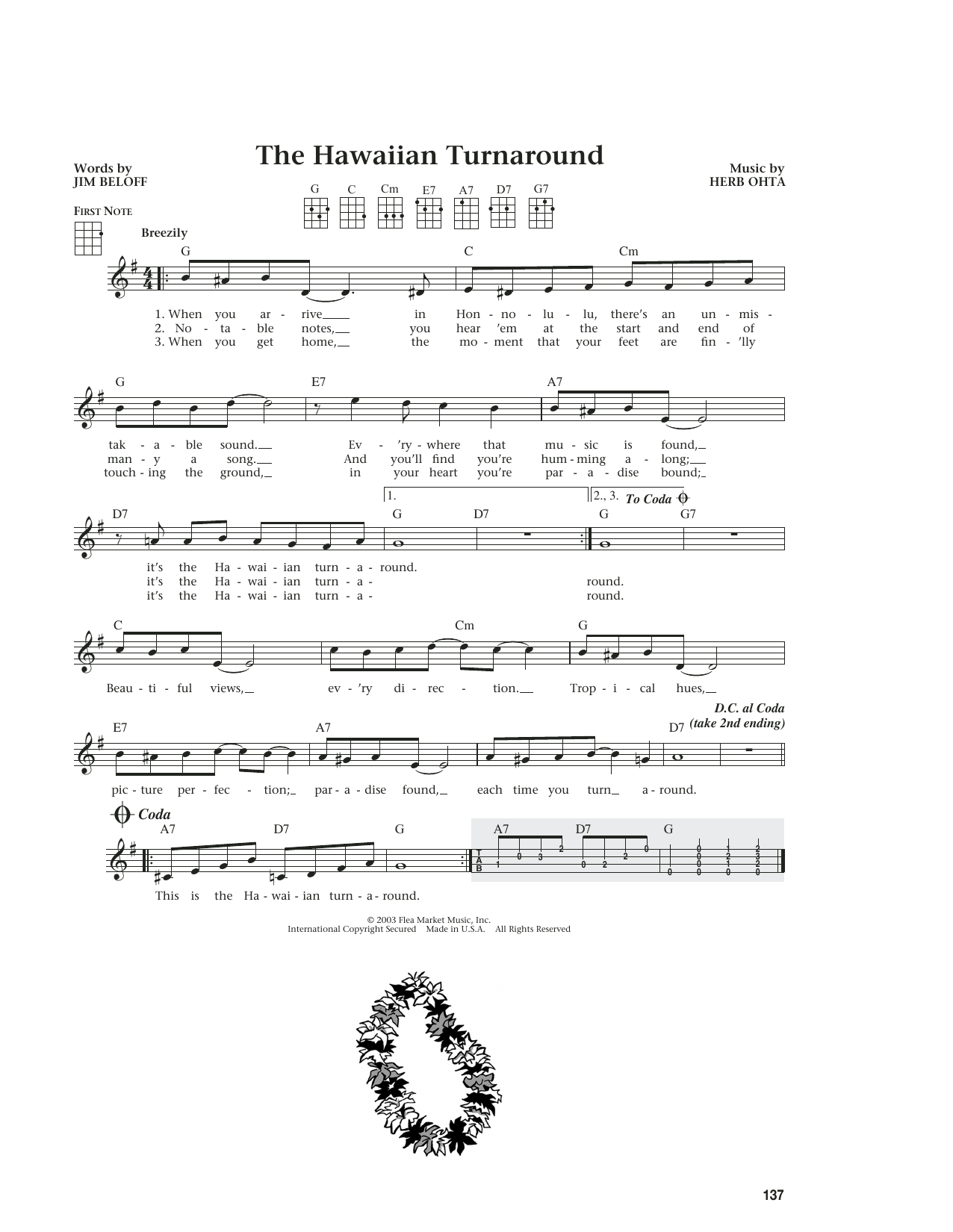 The Hawaiian Turnaround (from The Daily Ukulele) (arr. Liz and Jim Beloff) (Ukulele) von Herb Ohta and Jim Beloff