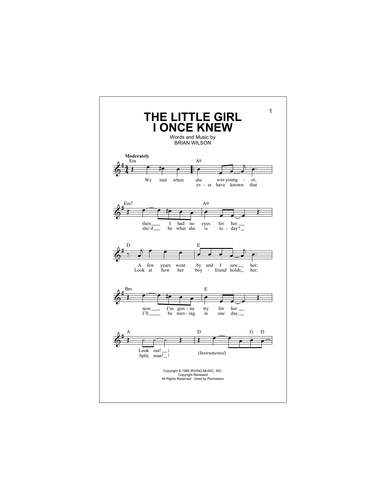 The Little Girl I Once Knew (Lead Sheet / Fake Book) von The Beach Boys