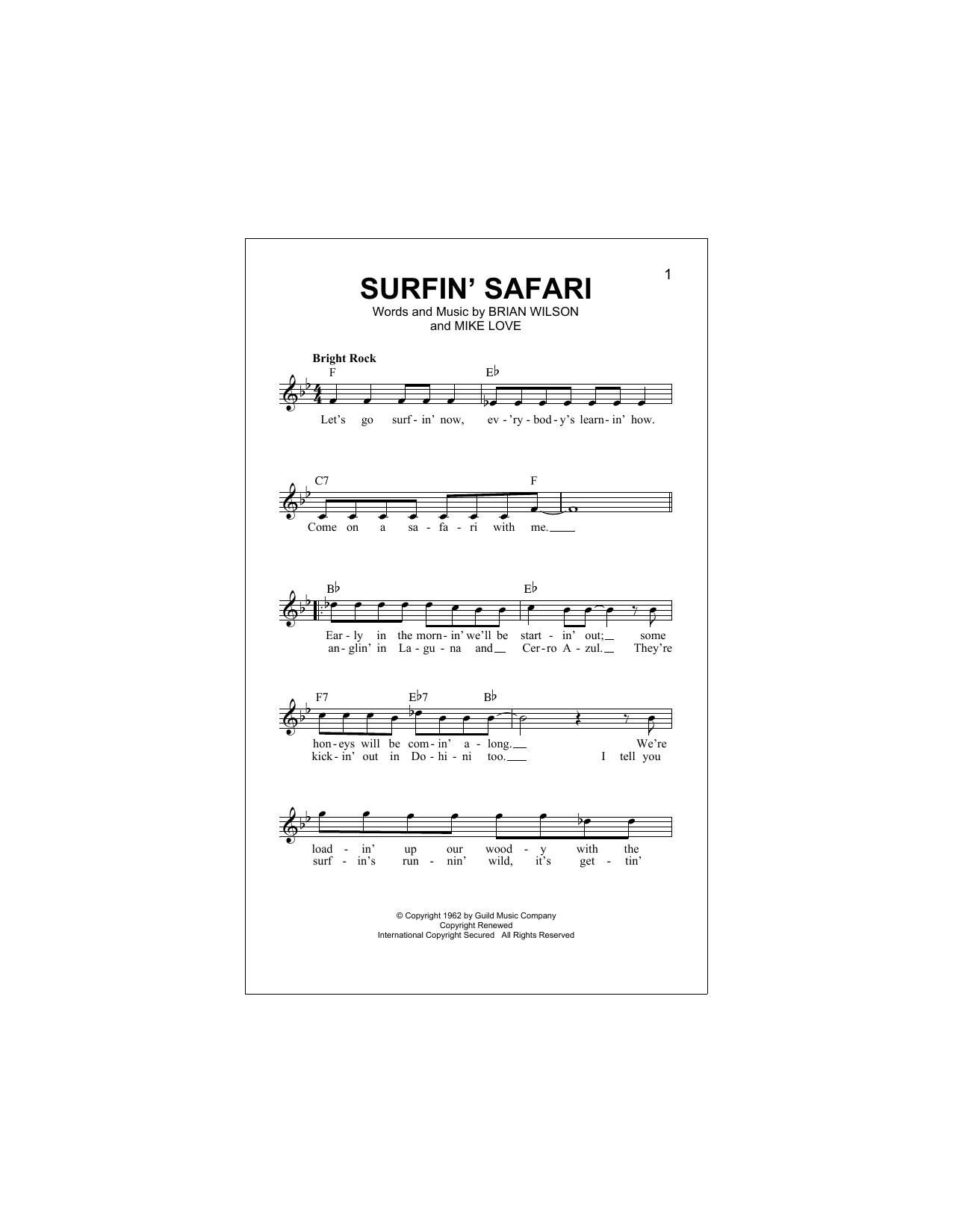Surfin' Safari (Lead Sheet / Fake Book) von The Beach Boys