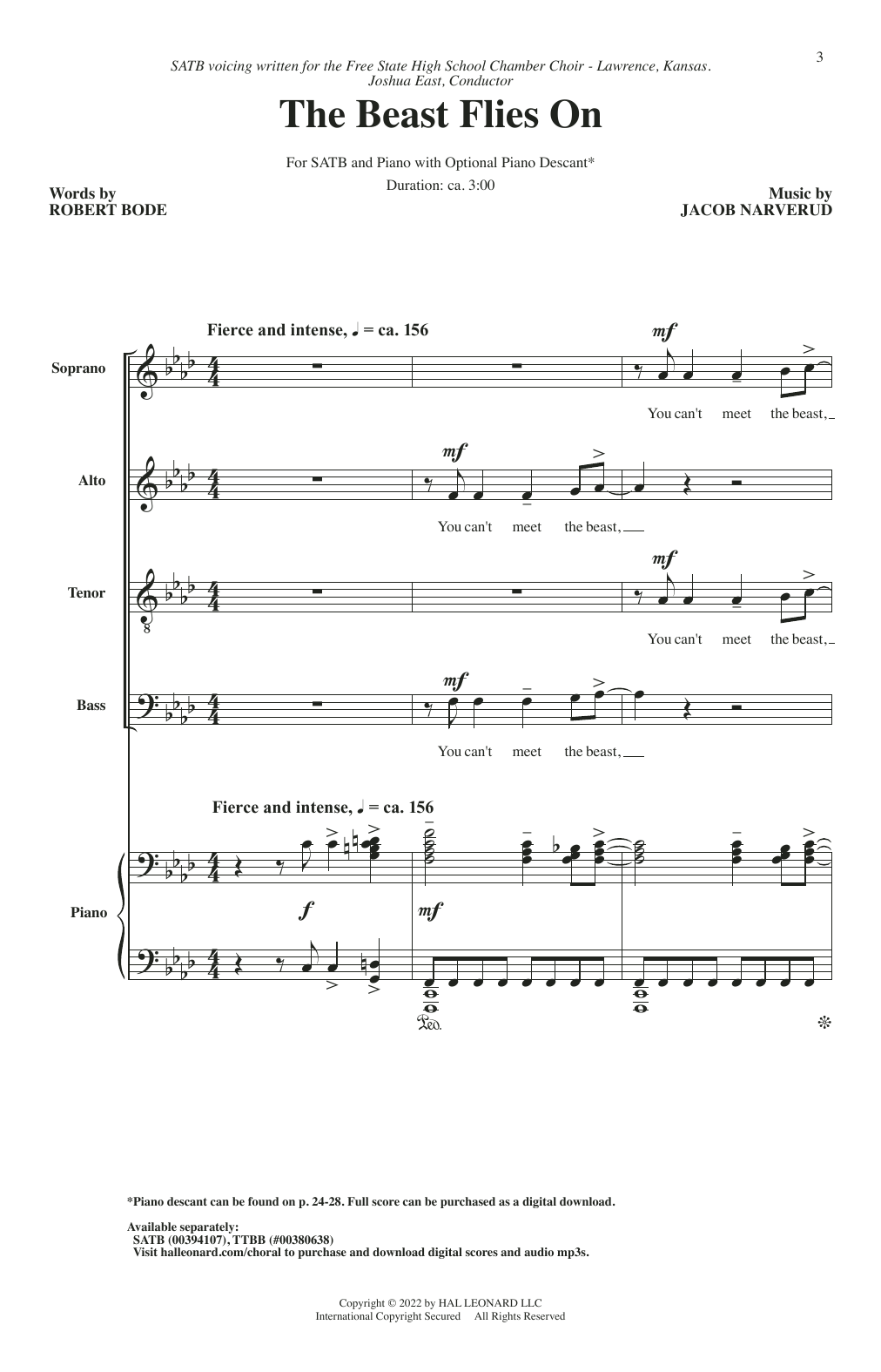 The Beast Flies On (SATB Choir) von Robert Bode and Jacob Narverud