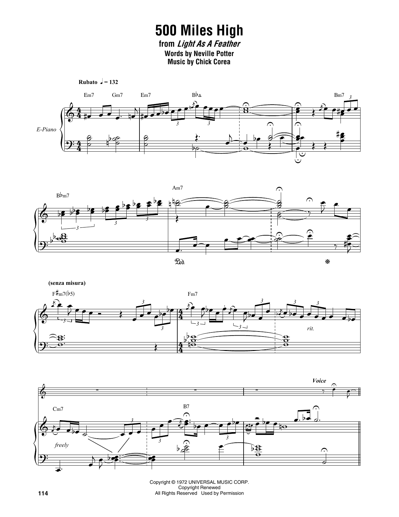 500 Miles High (Piano Transcription) von Chick Corea Elektric Band