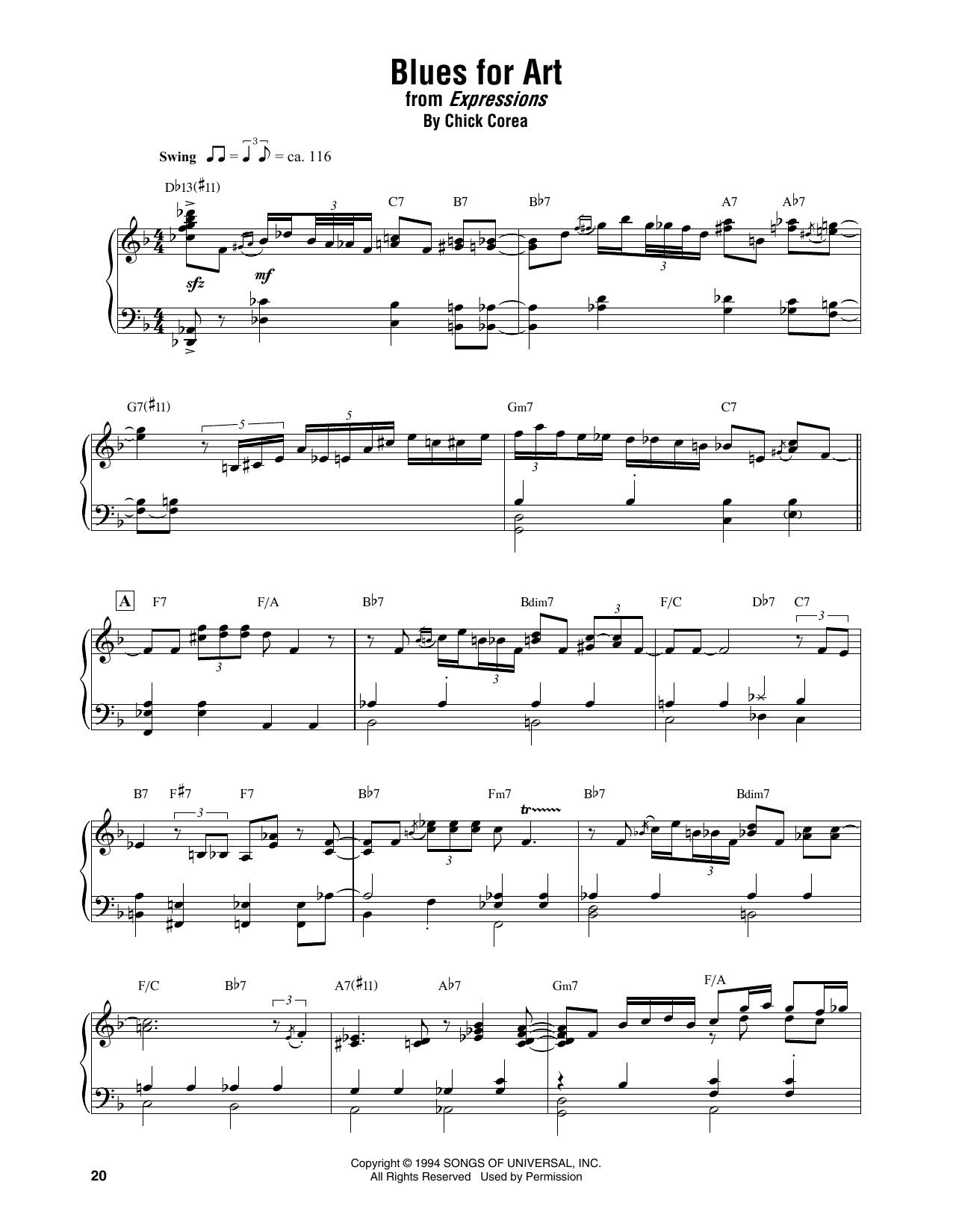 Blues For Art (Piano Transcription) von Chick Corea