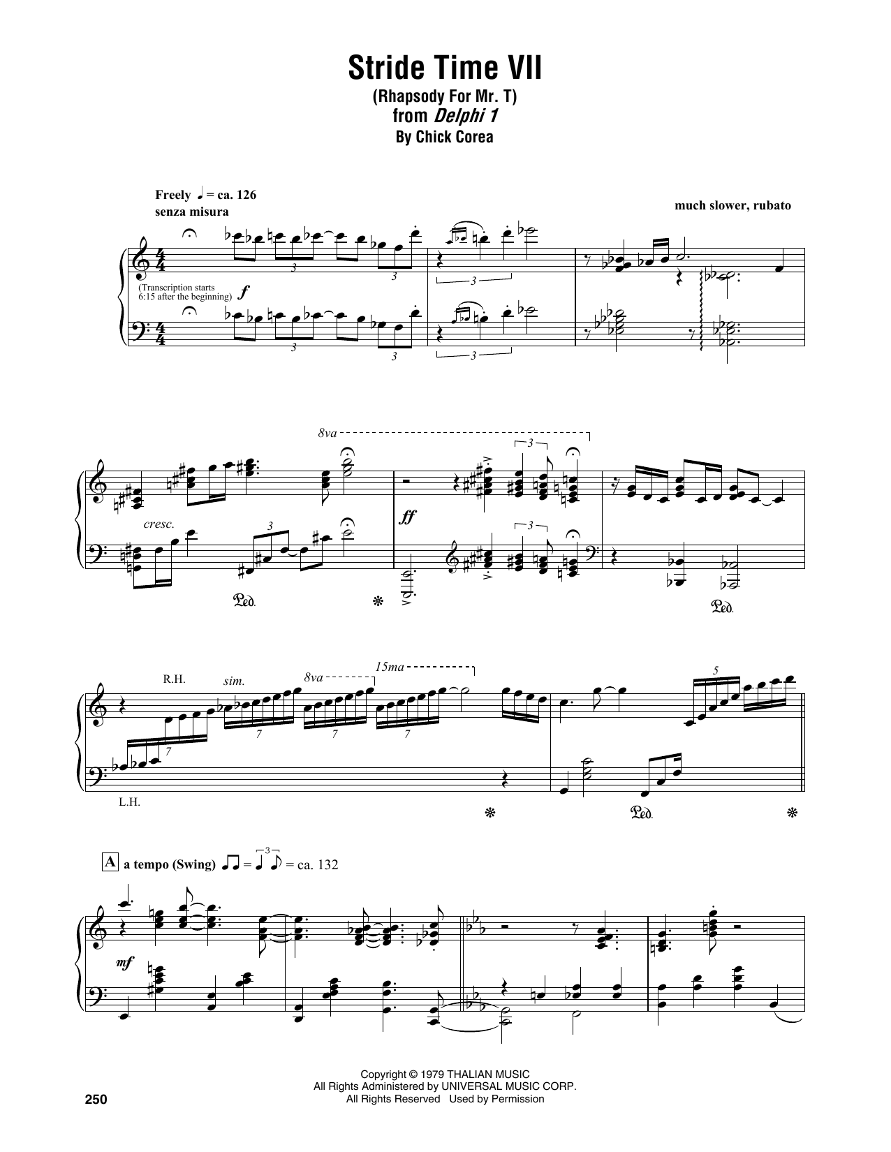 Stride Time VII (Rhapsody For Mr. T) (Piano Transcription) von Chick Corea