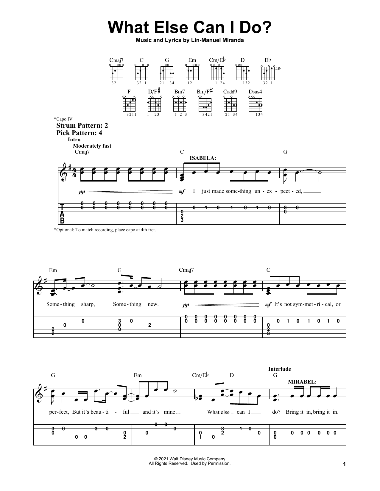 What Else Can I Do? (from Encanto) (Easy Guitar Tab) von Lin-Manuel Miranda