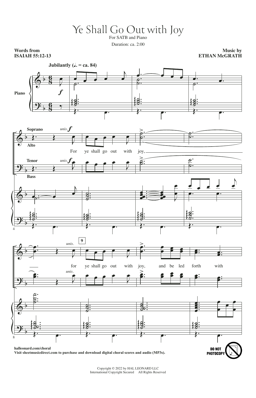 Ye Shall Go Out With Joy (SATB Choir) von Ethan McGrath
