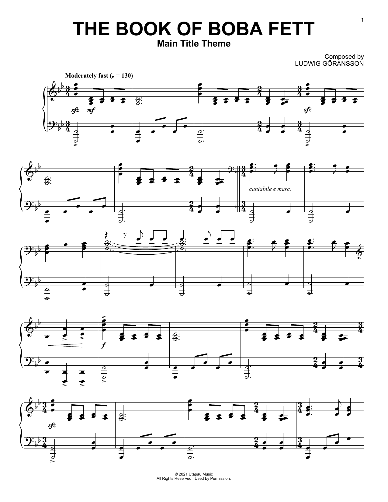 The Book Of Boba Fett (Main Title Theme) (Piano Solo) von Ludwig Gransson
