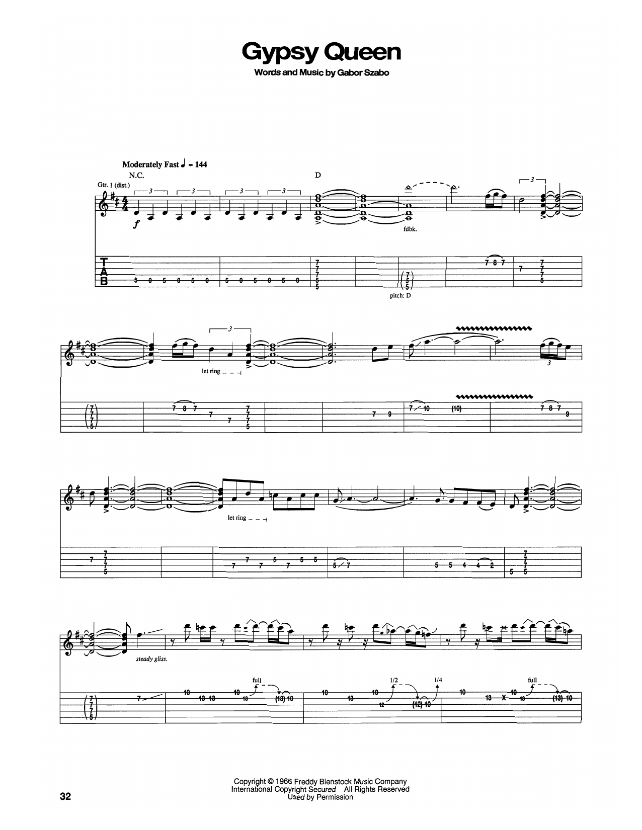 Gypsy Queen (Guitar Tab) von Santana