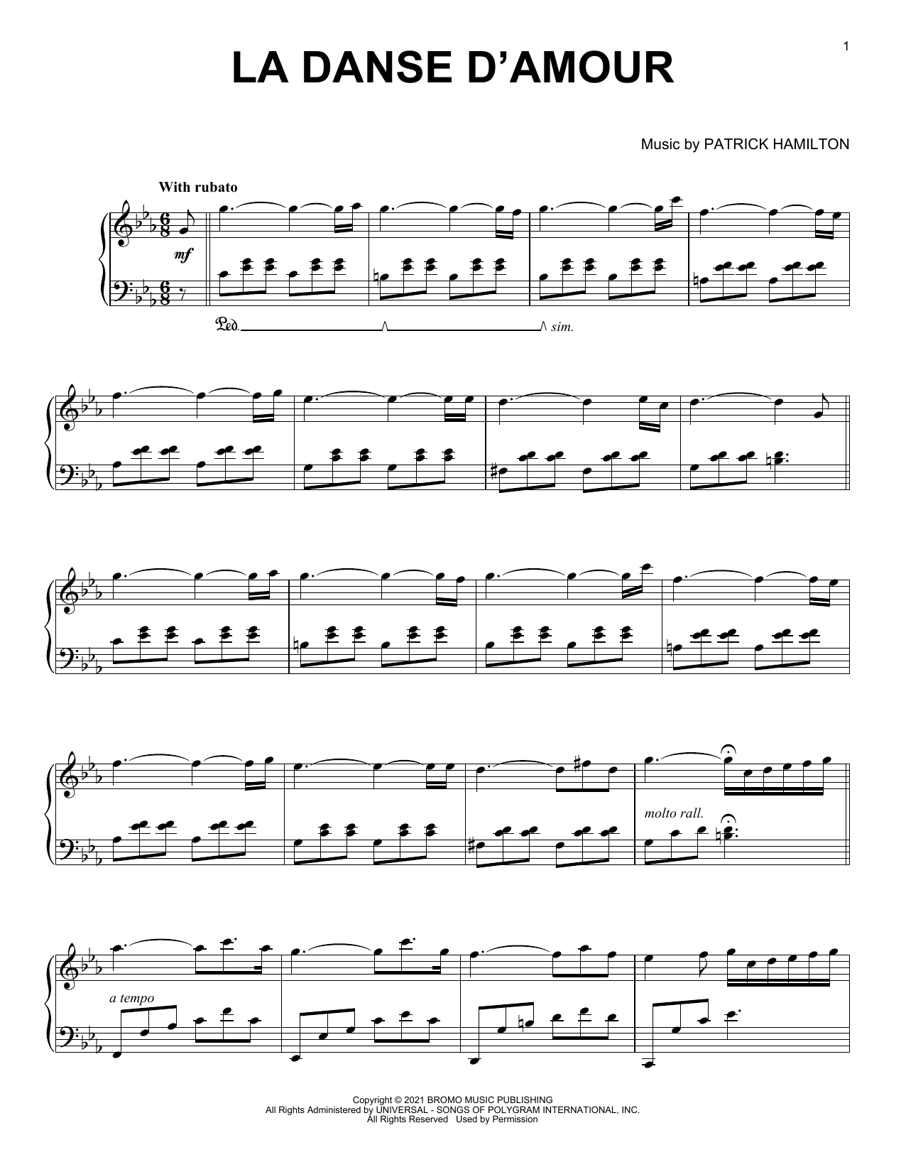 La Danse D'Amour (Piano Solo) von Patrick Hamilton